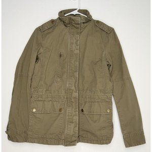 Love Tree Cargo Utility Military Jacket Full Zip Drawstring Waist Womens Medium
